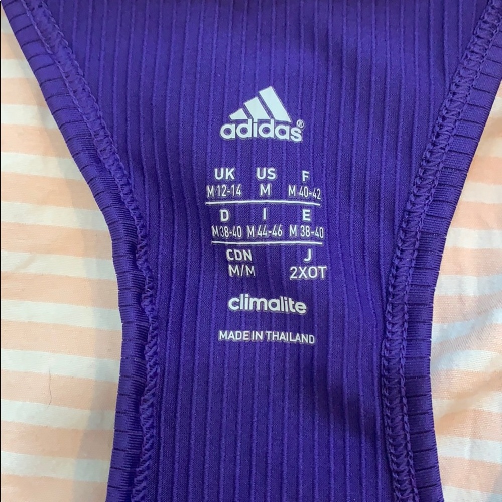 Relisting! Purple Adidas Performance Wear Racerback Ribbed Top Size 12-14 - Picture 4 of 5